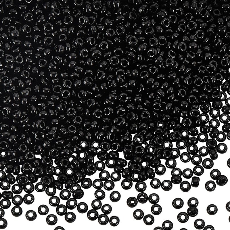 PH PandaHall Black Seed Beads, 6000 Pcs 11/0 Glass Seed Beads 2mm Round Waist Bead Mini Spacer Bead for Earrings Bracelet Necklaces Eyeglass Chain Jewelry DIY Crafts Making - Image 1